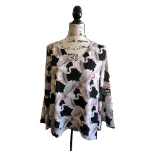 Alfani Great Heron Print Bell Sleeve Top NWT